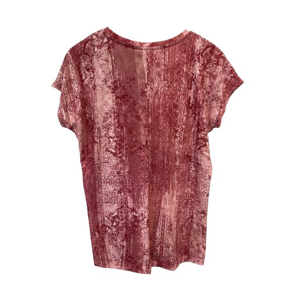 Christopher and Banks Top Size Small Floral Crewneck Short Sleeve Red Boho NEW - Picture 2 of 9